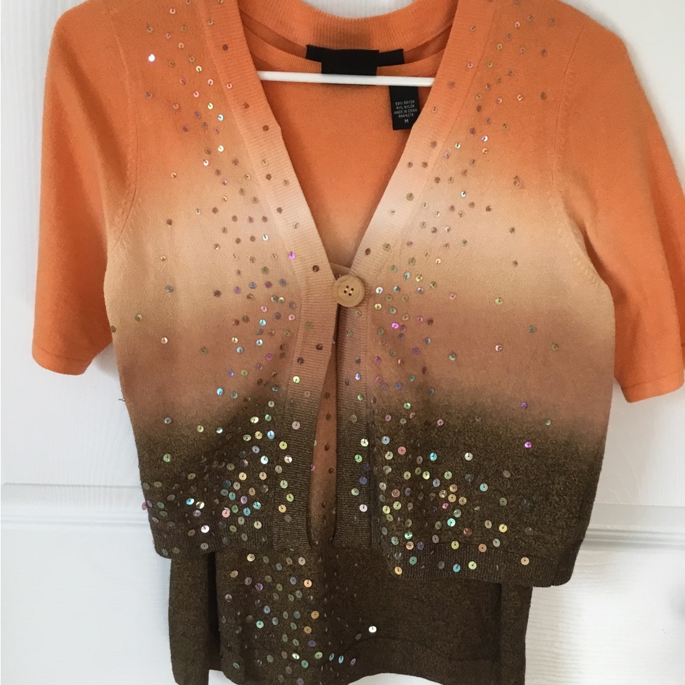Ombré sequined tank and cardigan
